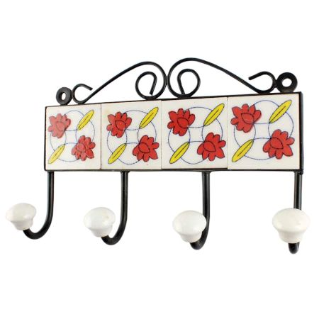 Red Tiny Flower Ceramic Tile Hook Online